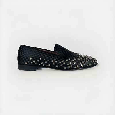 $1,200 Bally Baldar Black Silk Loafers Studs US 11.5 EU 44.5 Made in Switzerland