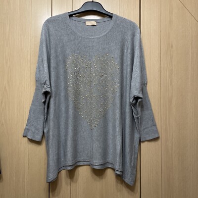 Letitia Mem Oversized Batwing Jumper One Size L/XL Grey Gold