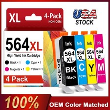 Compatible 564XL Ink Cartridge 4-Pack for HP Photosmart 7520 6520 OfficeJet 4620