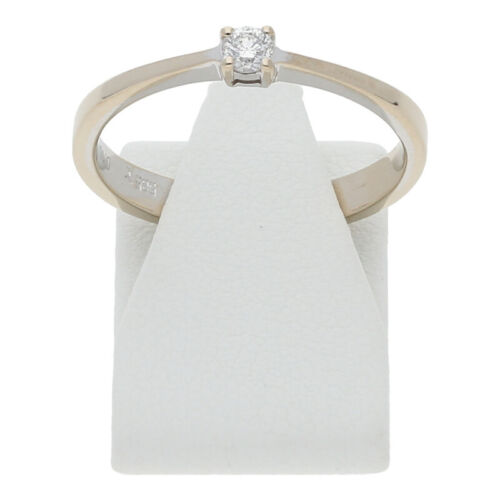 Anello di fidanzamento diamante solitario 0,10 ct 585 oro bianco taglia 54 14 carati R02.7064 - Foto 1 di 3