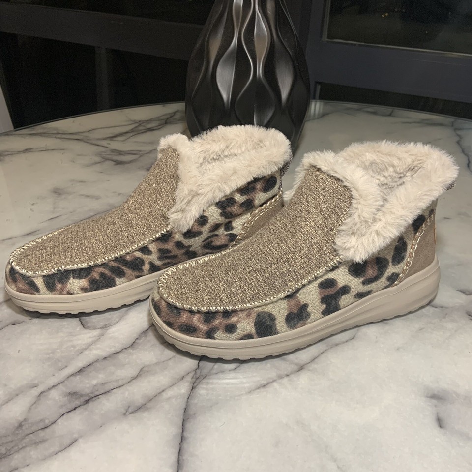 Hey Dude Women's Denny Leo Taupe Leopard Womens Shoes Casual Boots Size