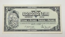 1974 Canadian Tire 5 Cents Circulated Banknote CTC Gas Bar Cash Bonus E136