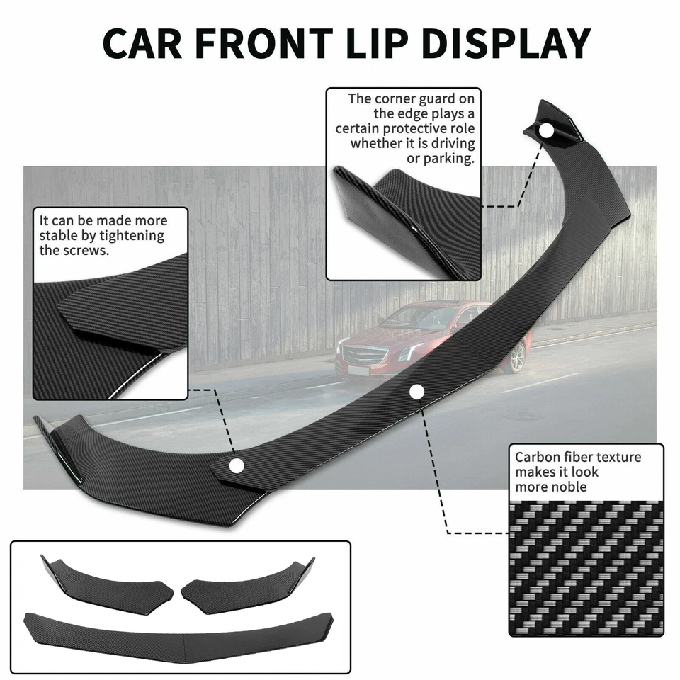Carbon Fiber Front Bumper Lip Splitter Spoiler Body Kit For Ford Fusion 06-2020 - Imagem 2 de 4