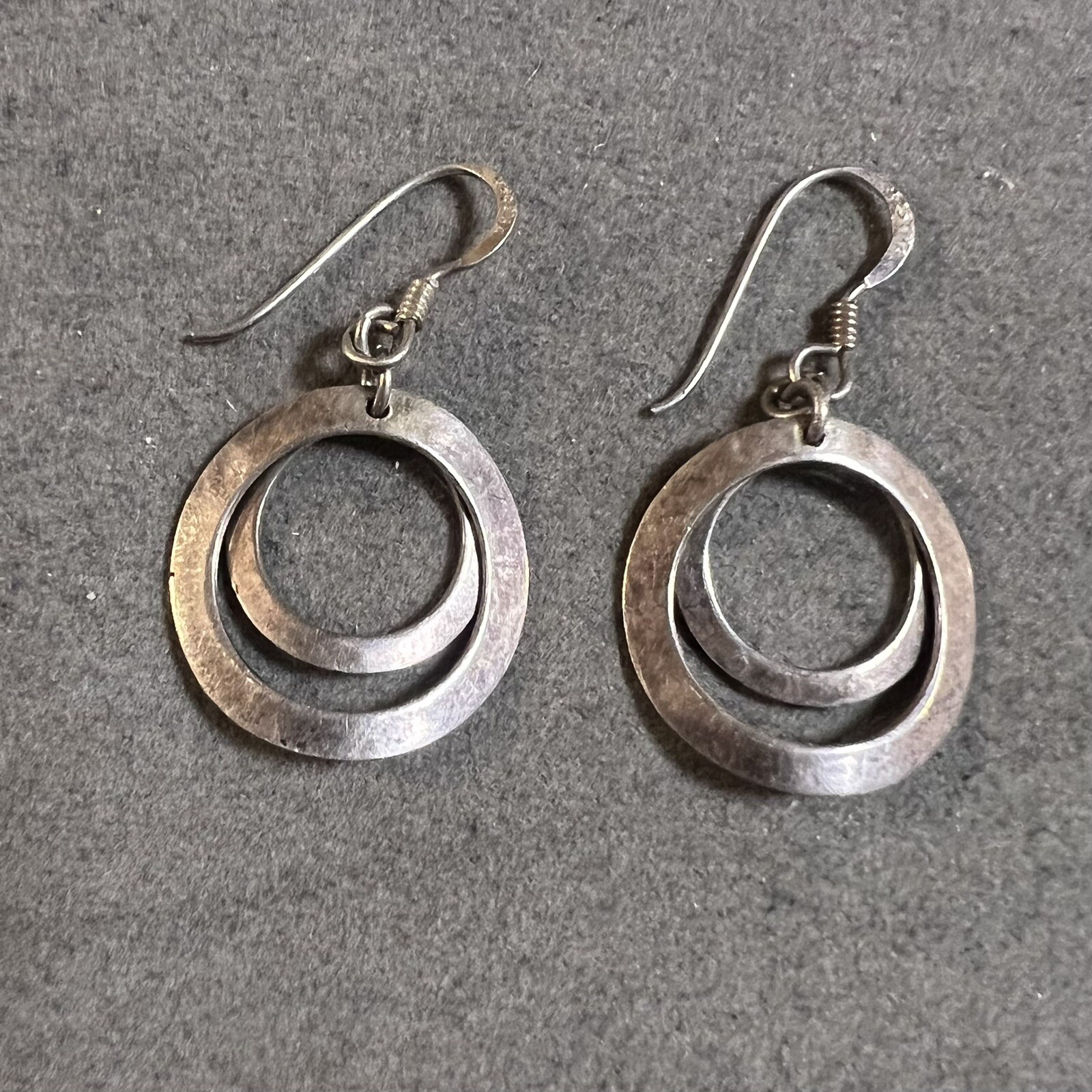 Vintage Artisan Double Circle Dangle Drop Sterlin… - image 5