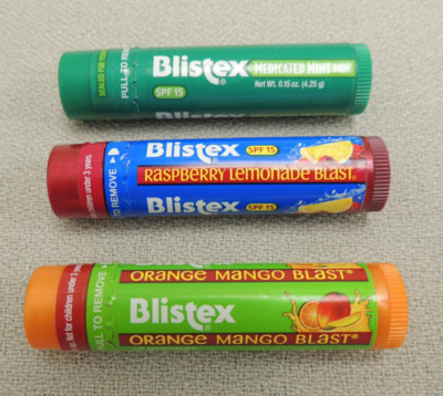 Blistex 3-PACK Orange Mango / Raspberry Lemonade /Mint Lip Balm SPF 15 full size
