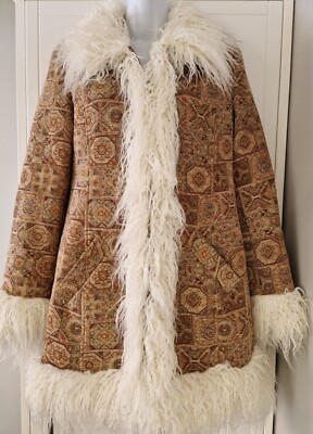 Boho Joe Browns Fur Coat Womens Joe Browns Vintage Brown Tapestry