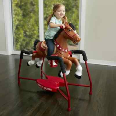 Ride on Interactive Spring Horse with Sounds Walk Trot Gallop Riding Levels Toy