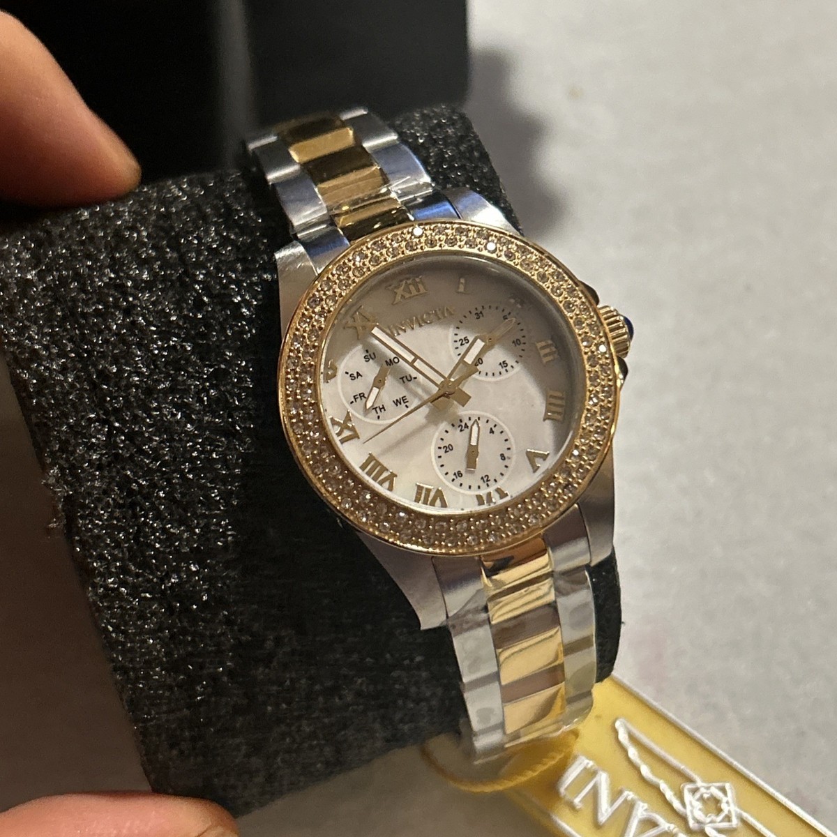 Invicta Angel Women\'s 34mm MOP Dial Crystal Bezel Gold SS Case Chronograph Watch Invicta Angel Women main image 3