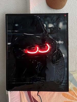 LED Wandbild BMW M4 M3 Neon Deko Leuchtbild Sportwagen Poster  Geschenkidee Auto