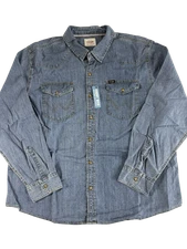 Wrangler NEW Iconic Cowboy Wash Pearl Button Snaps Mens XXL Work Denim Shirt 2XL
