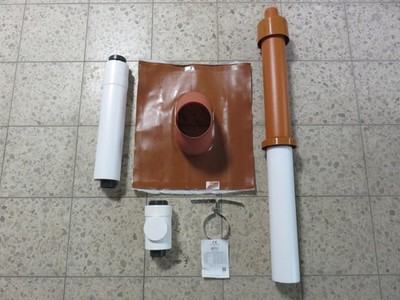 ATEC COSMO Dachdurchführung Grundpaket DN80/125 rot RLU + 0,5 meter Rohr