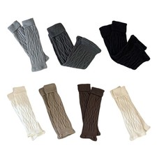 Harajuku Turn Cuff Leg Warmers Cable Knitted Solid Color Boot Covers for Women