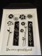 Hero Arts Heart Flowers Clear Stamp Set 2008 Floral Stems Friend Sentiment