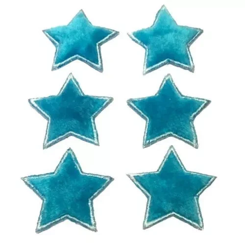 Stars Haberdashery Plush Patches Badges Embroidered On Blue Star Set of 6 - Image 4 of 4