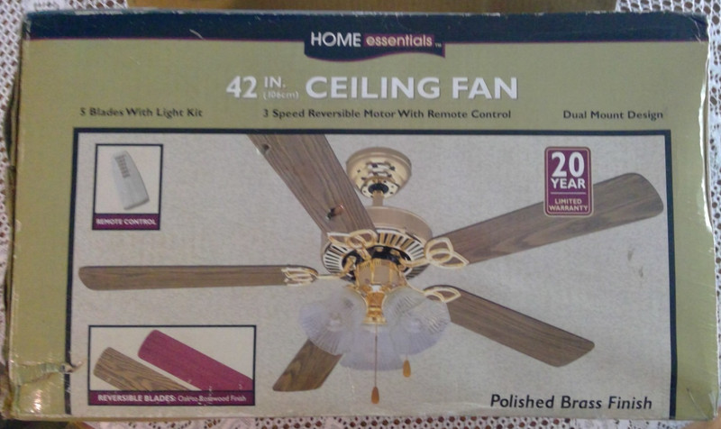 42 inch Ceiling Fan 3 speed reversible motor w/remote control oak finish/blades