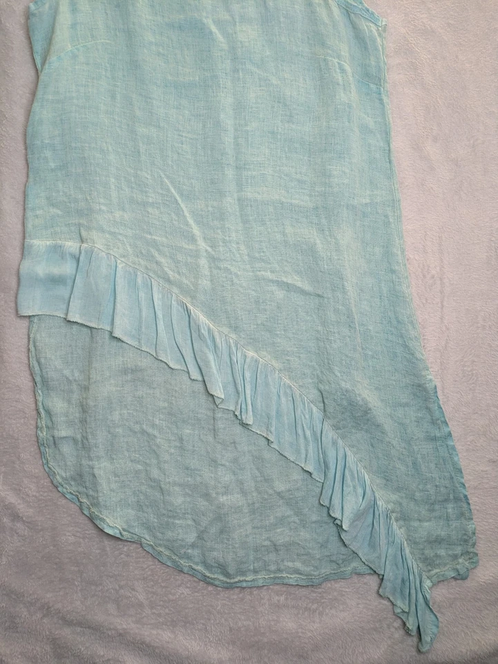 Obsession Hi-Lo Beach Cover Up – Women’s One Size – Pale Green Italian Linen - Image 3 of 4