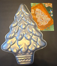 Vintage 1972 Wilton Christmas Tree Cake Pan #502-1107 Rare 15x11 with Recipe