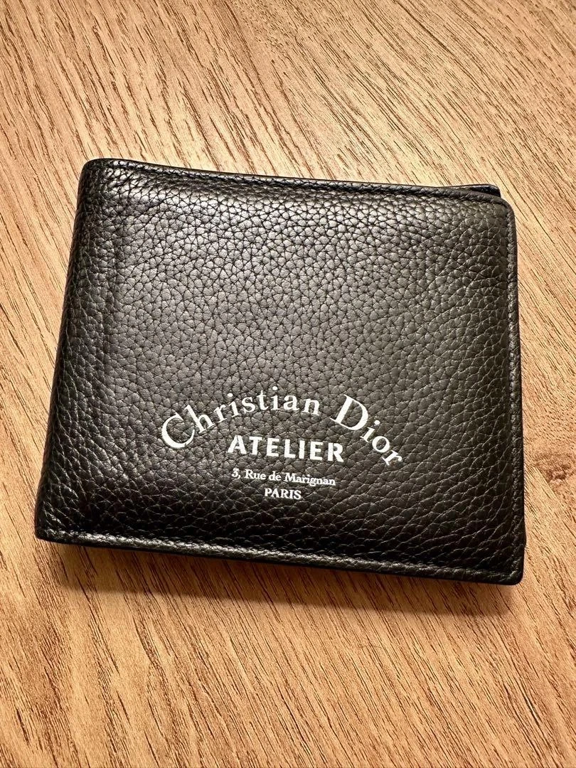 Portefeuille Christian Dior noir à deux volets étui à cartes luxe en cuir occasion