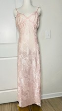 Vtg 90s Victoria Secret Pink BurnOut Sheer Slip Nightgown Dress Sz L Gold Label