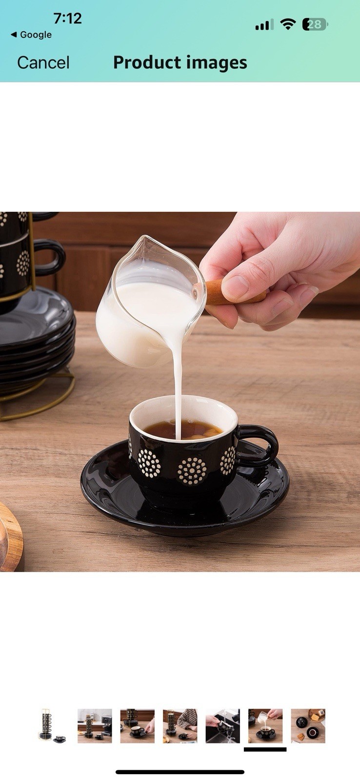 6-piece Espresso Cups W/Saucers And Metal Stand