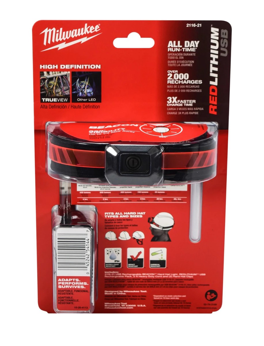Milwaukee 2116-21 Redlithium USB Beacon Rechargeable Hard Hat