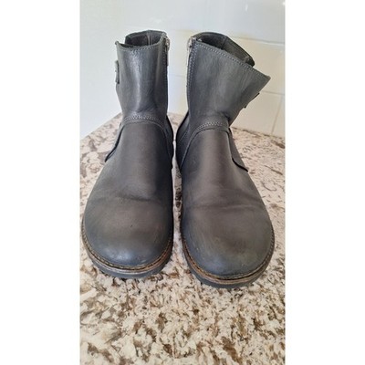 Birkenstock Bennington Gray Leather Ankle Boots Side Zip Buckle Womens 41