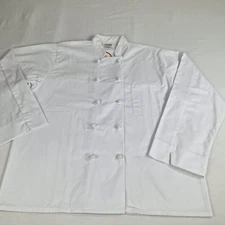 New Happy Chef Sz XL Chef Coat Jacket  White Style #411 Lightweight Knot Pockets
