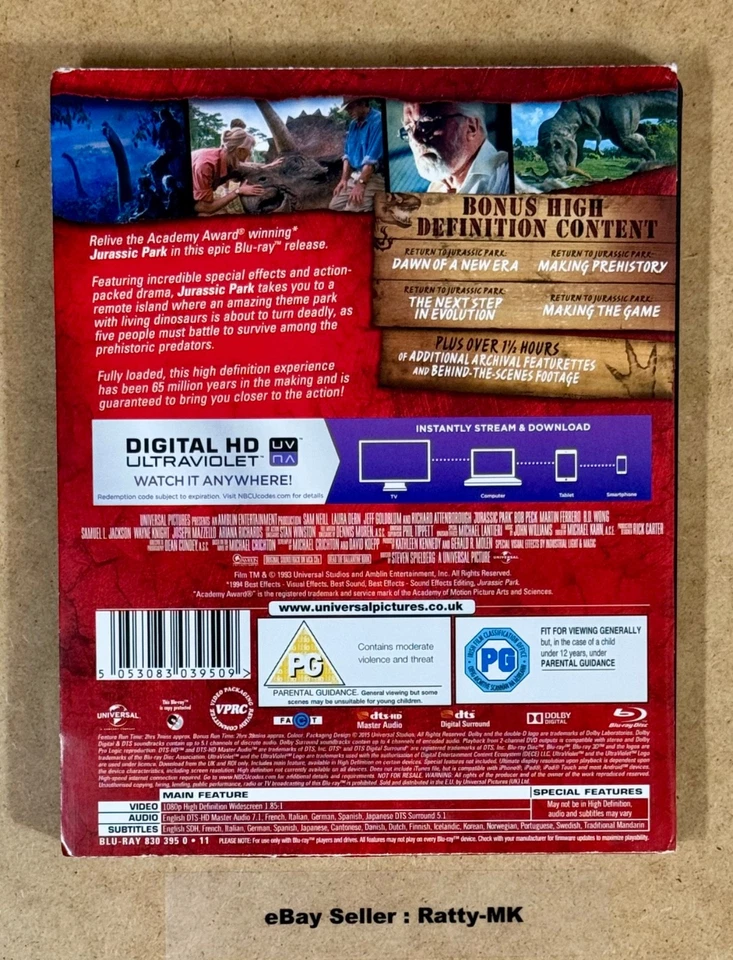 JURASSIC PARK COLLECTION - UK EXCLUSIVE BLU RAY STEELBOOK (READ DESCRIPTION) - Image 3 of 4