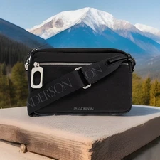AUTH NWT $650 JW Anderson Men’s Puller Nylon Camera Crossbody Bag In Black