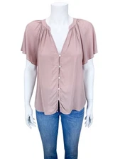 Velvet by Graham & Spencer Women's Harley Blouse Rose Gold Size S