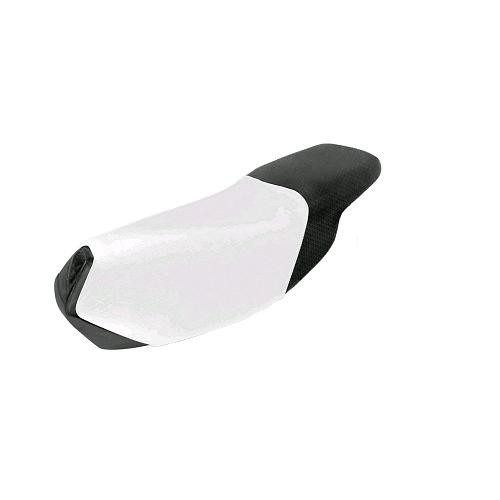 Housse de selle Peugeot Speedfight étanche finition carbone et blanc