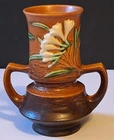 VTG Roseville Pottery #118-6... Freesia... Brown... Double Handle Vase