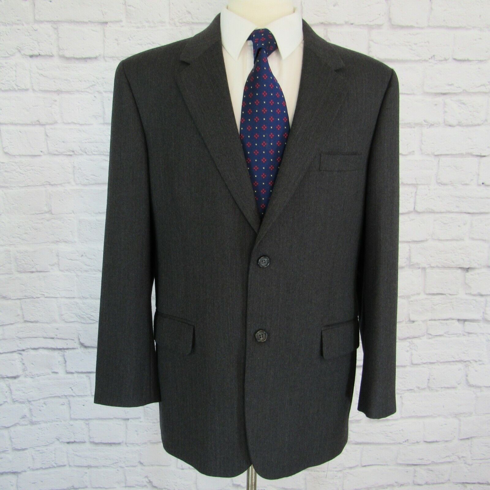 FILA Savile Row Giacca Blazer Uomo 42 R Grigio Spina di Pesce 2 Bottoni Lana 4J36