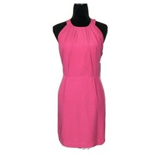 NWT BCBGeneration Dress 12 Pink Tea Rose Pleat Sheath Open Back Fox Button $138