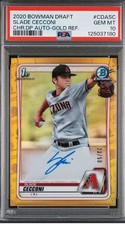 Slade Cecconi 2020 Bowman Chrome Gold Refractor Rookie RC Auto /50 PSA 10