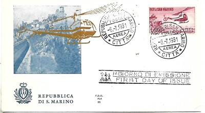 1961 REPUBLIC OF SAN MARINO F.D.C. 1000 L P.A HELICOPTER