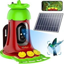 Smart Bird Feeder Hummingbird Feeder with Camera, 7W Solar-Powered Camera Gift