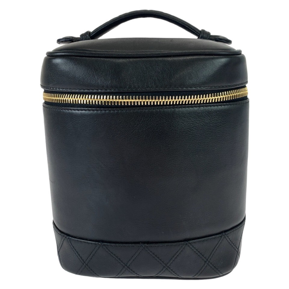 CHANEL Vintage Coco Mark Bicolore Vertical Black Black Gold Hardware