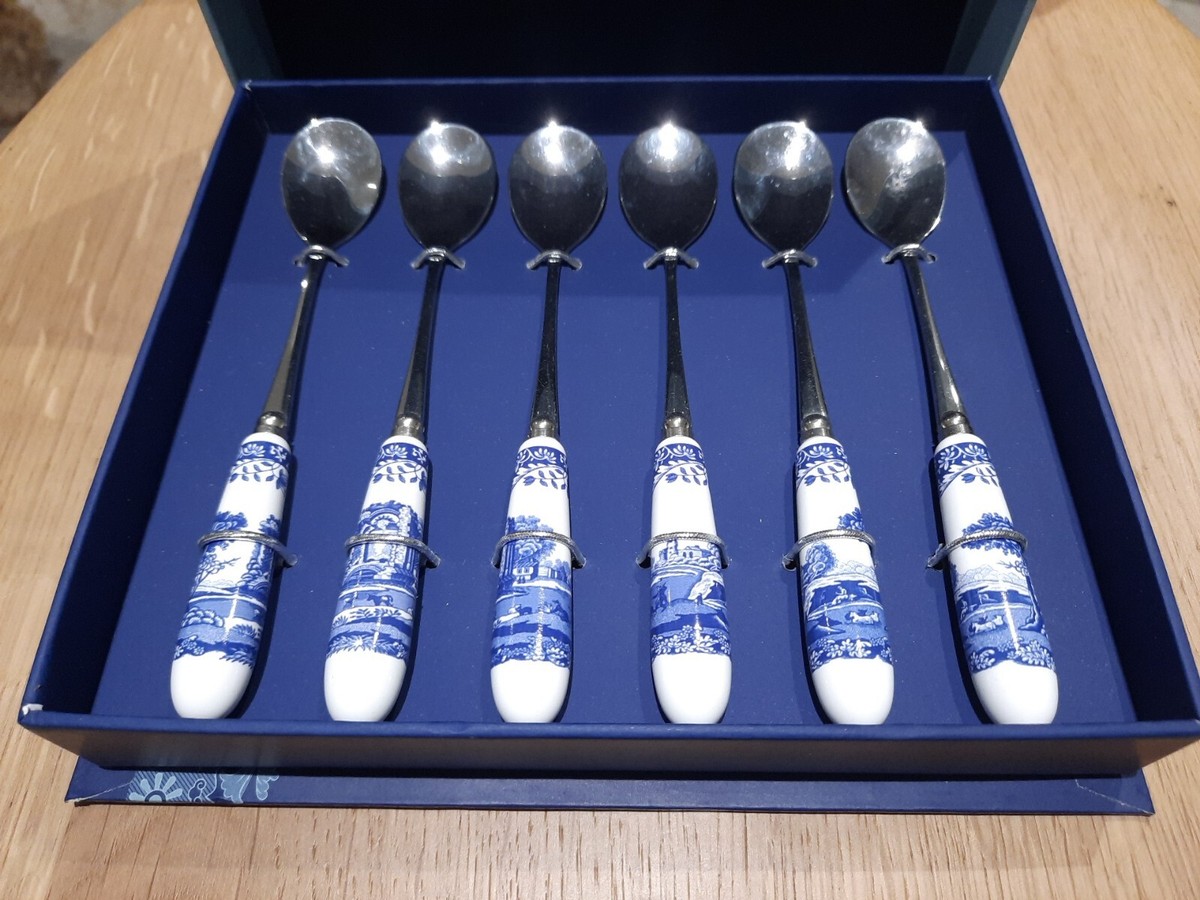 PORTMEIRION SPODE BLUE ITALIAN CUTLERY SET TEA SPOONS NEW/BOXED