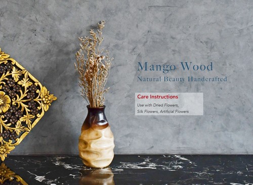 Unique Contemporary Ombre Style Mango Tree Wood Flower Vase - Picture 4 of 6