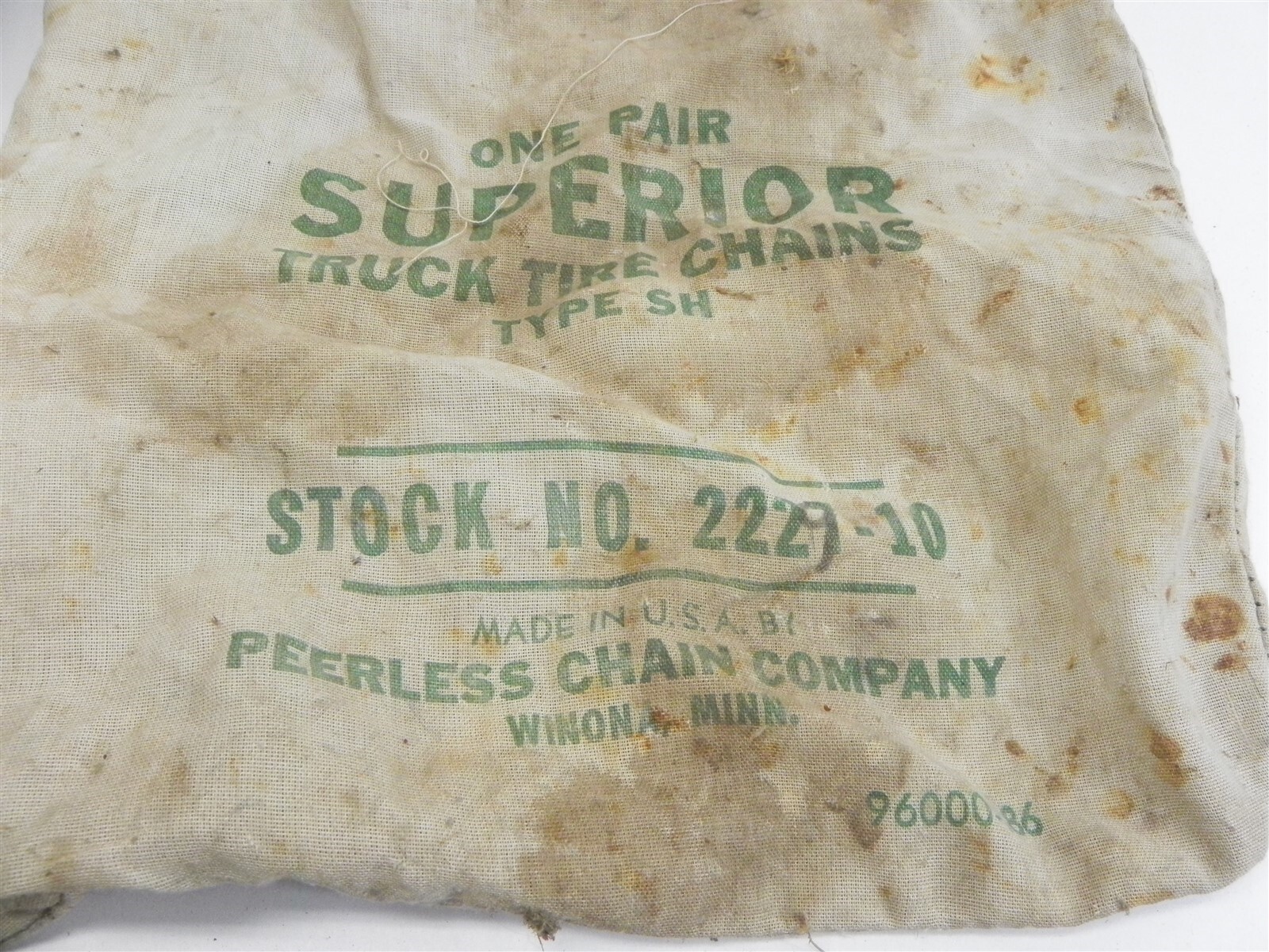 Vintage Peerless Chain Company Tire Chain Bag Patina Display Item eBay