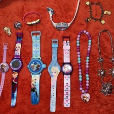 Disney Frozen Jewelry Lot Anna Elsa Olaf Watch Bracelet Necklace Ring Charm 0409