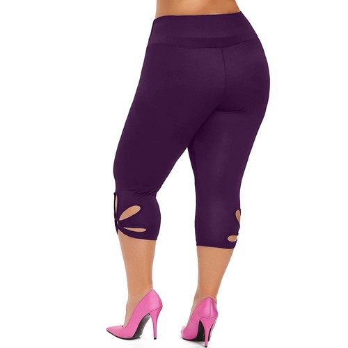 Plus Size 18-28 Women Stretch 3/4 Capri Pants Cropped Sports Leggings Trousers - Picture 29 of 49