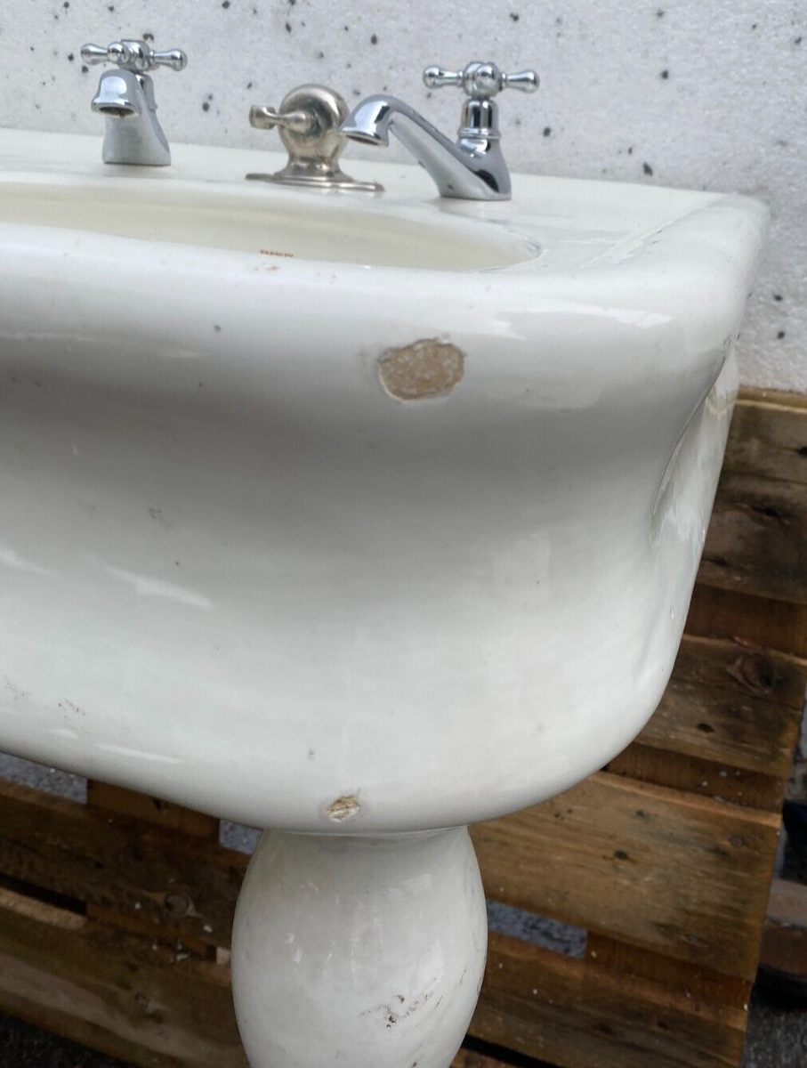 LAVABO DOUBLE DE salle de bains art déco à colonne emmaillé . XX siècle . EUR 880,00 - FR