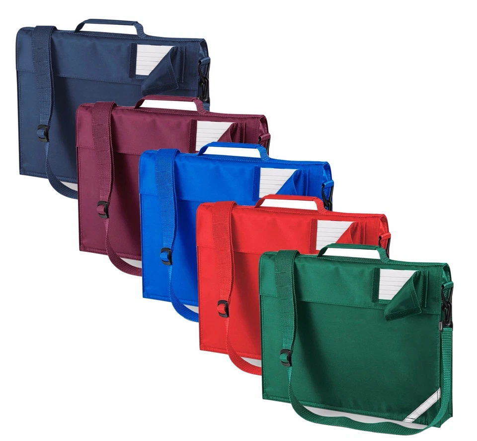 Garçons Filles Junior Bleu Vert Rouge Bordeaux École Sac avec Sangle - Photo 1/1