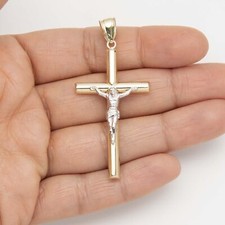 2.25" Huge Jesus Christ Crucifix Cross Pendant Charm Real 10K Yellow White Gold