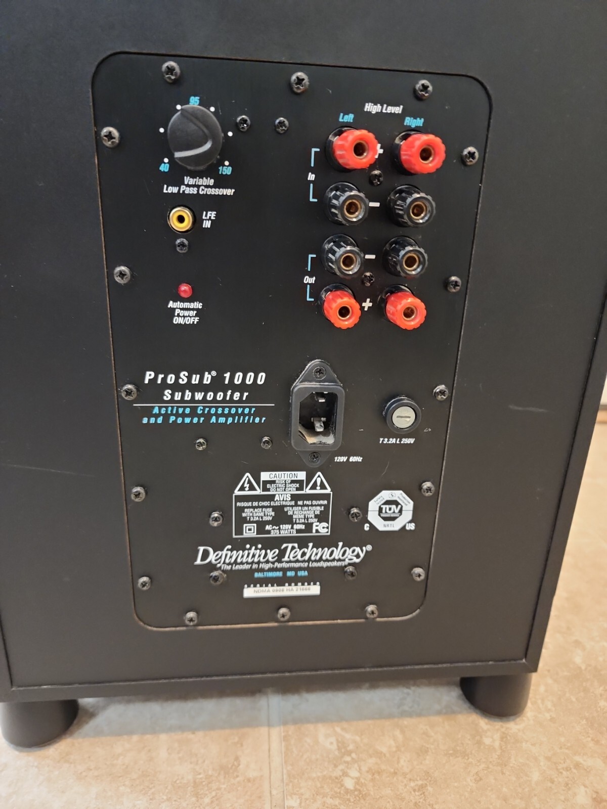 Definitive Technology Powered Subwoofer Model ProSub 1000 Read