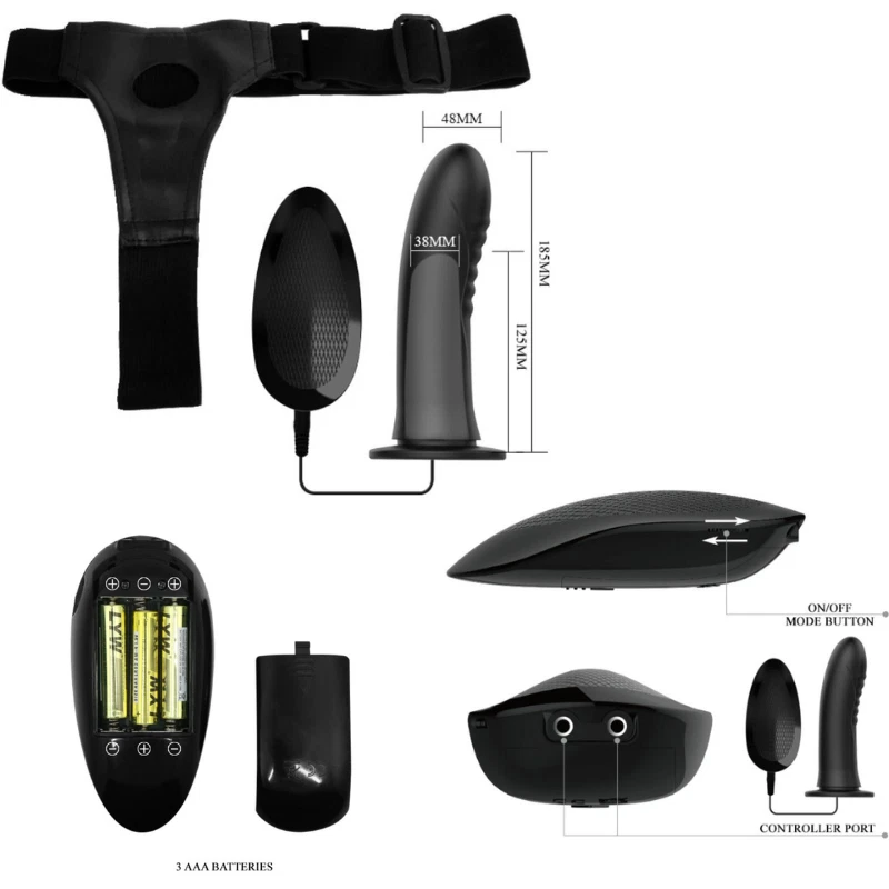 Harnais Gode Ceinture Creux Vibrant Ajustable 18.5 cm Sextoy Hollow Strapon - Photo 3/4