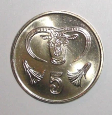 Cyprus 5 cents Coin Bull Head Animal Wildlife