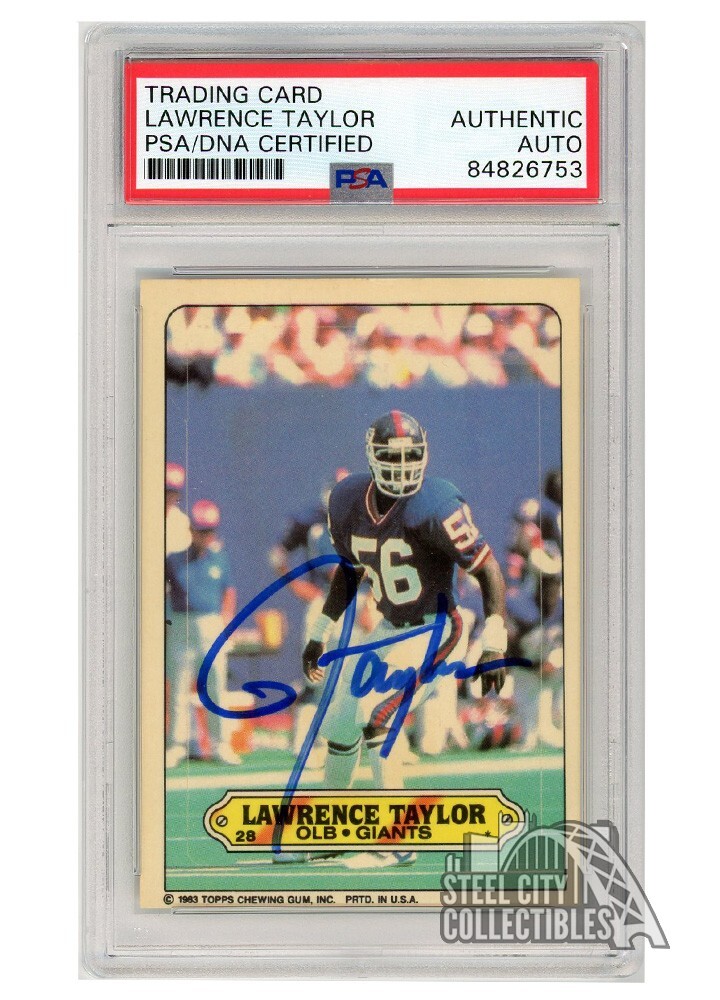 Lawrence Taylor 1983 Topps Stickers Autograph Card #28 PSA/DNA